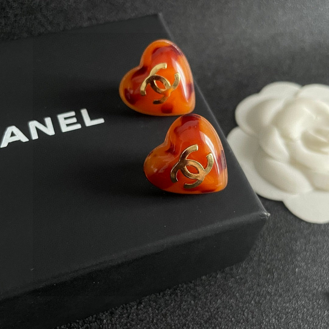 Chanel Interlocking C Heart Stud Earrings - album image 9