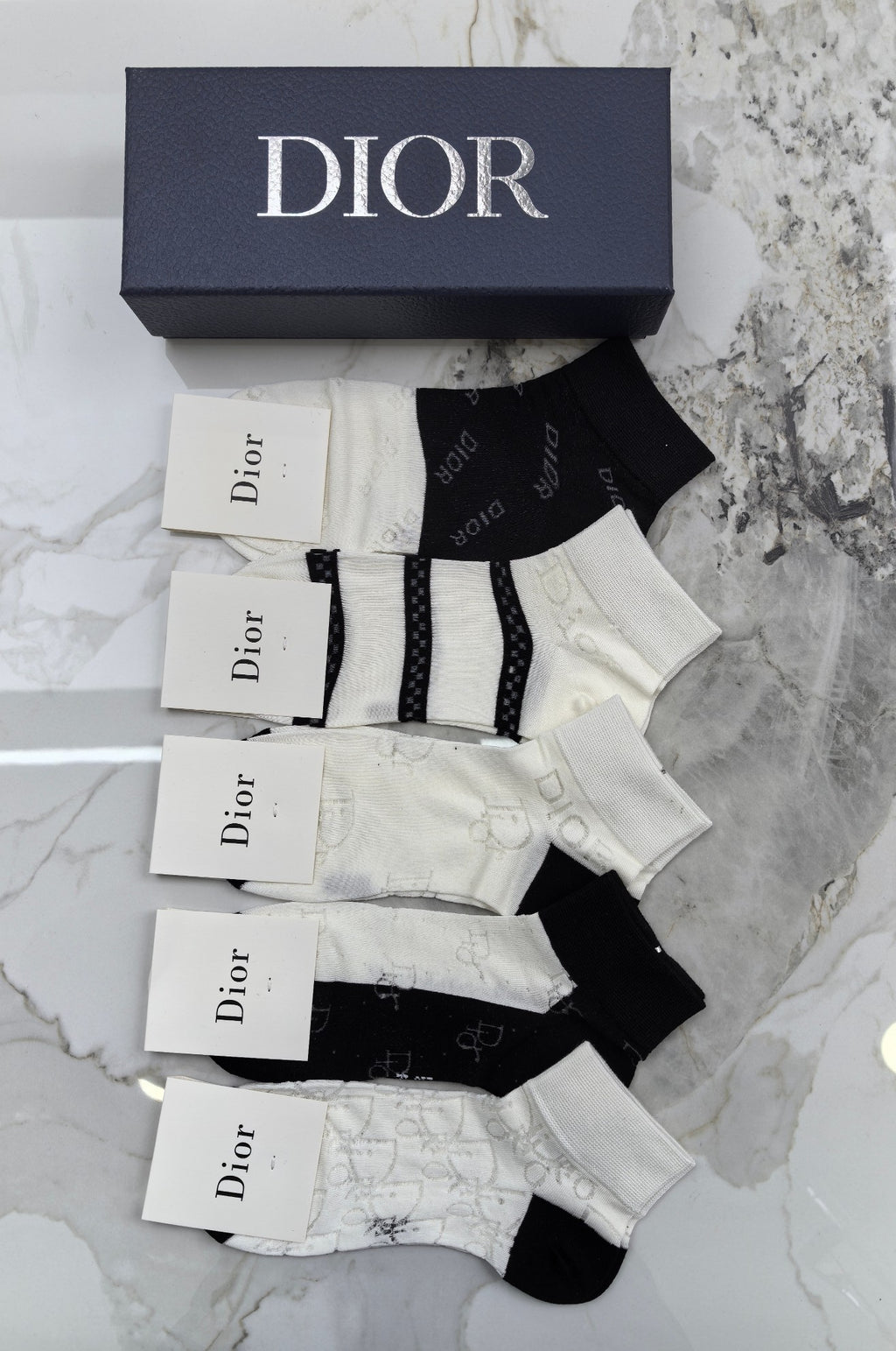 Dior monochrome stripe mix ankle socks - view 6