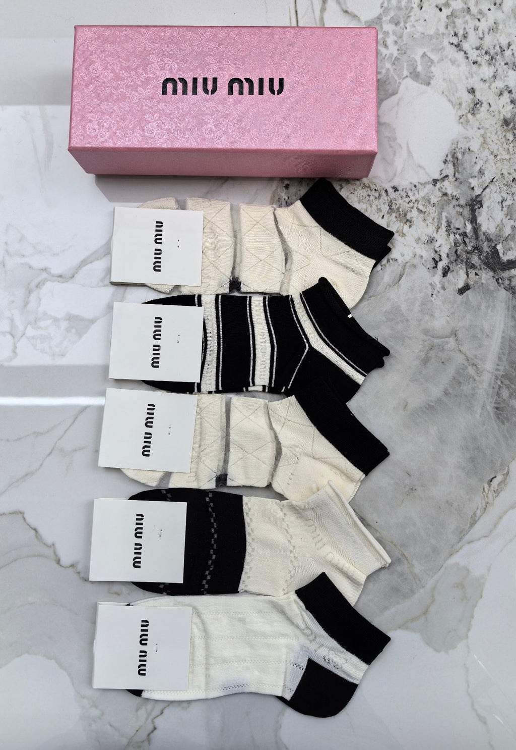 Miu Miu neutral stripe panels ankle socks, image 5