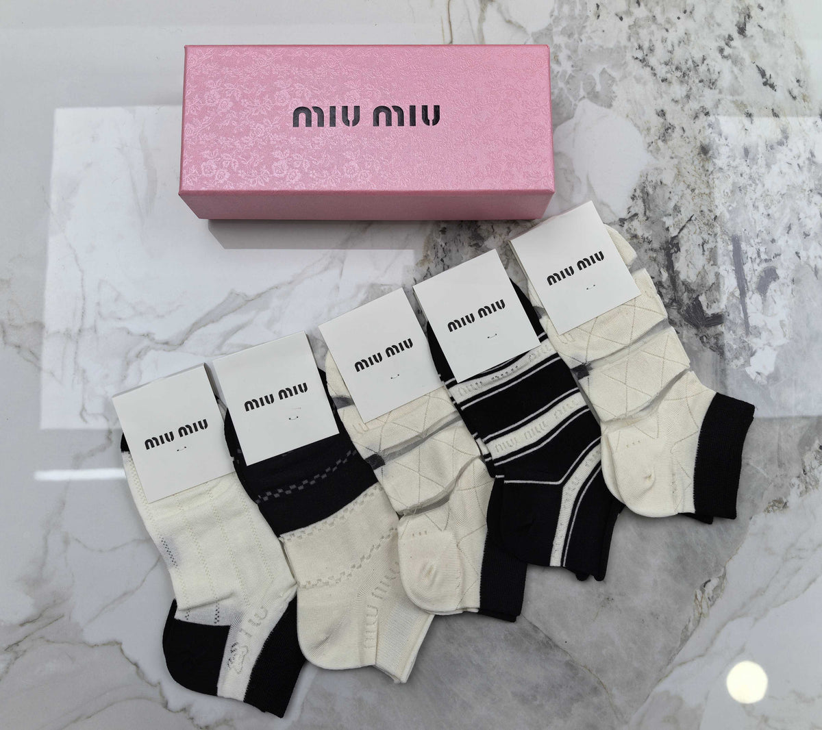 Miu Miu neutral stripe panels ankle socks, image 4
