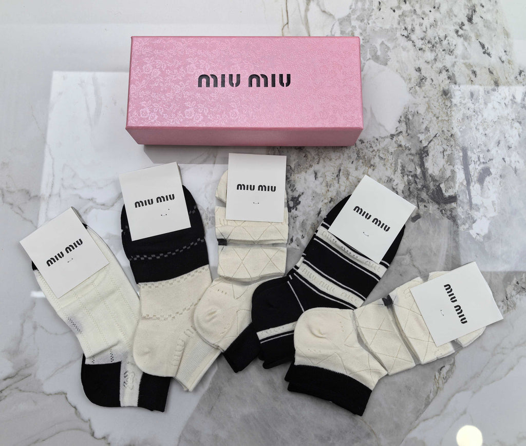 Miu Miu neutral stripe panels ankle socks, image 2