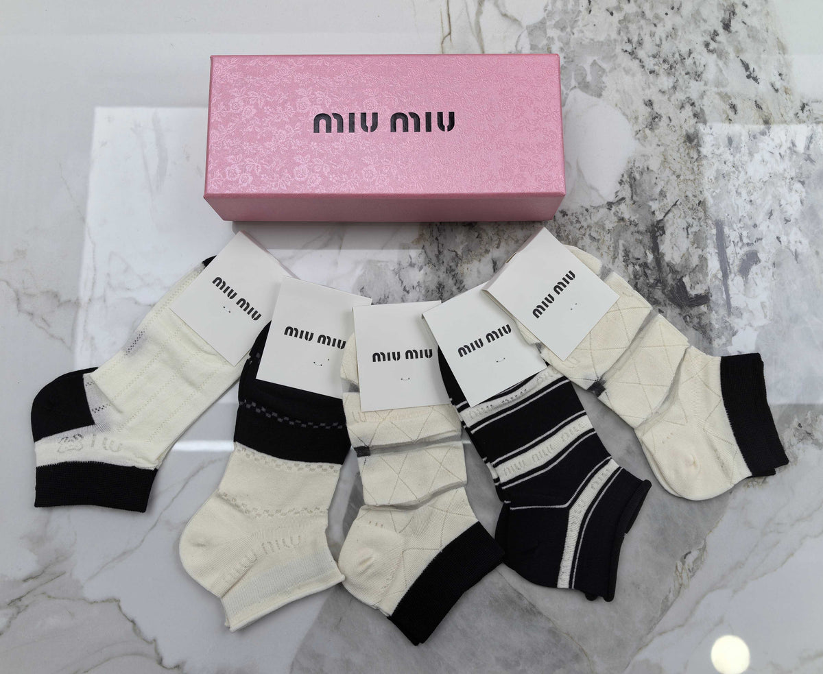 Miu Miu neutral stripe panels ankle socks, image 3