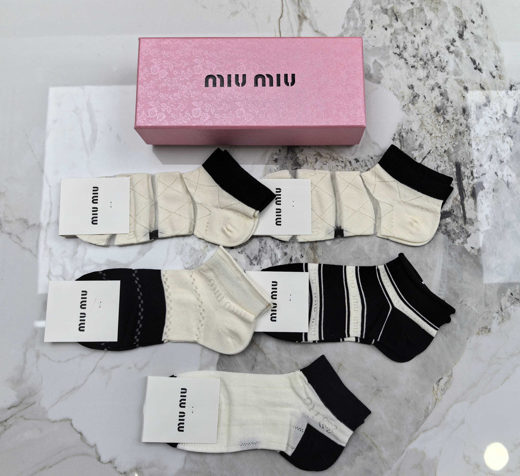 Miu Miu neutral stripe panels ankle socks, image 6
