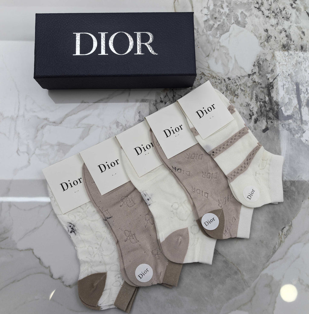 Dior neutral patchwork pattern ankle socks - view 4
