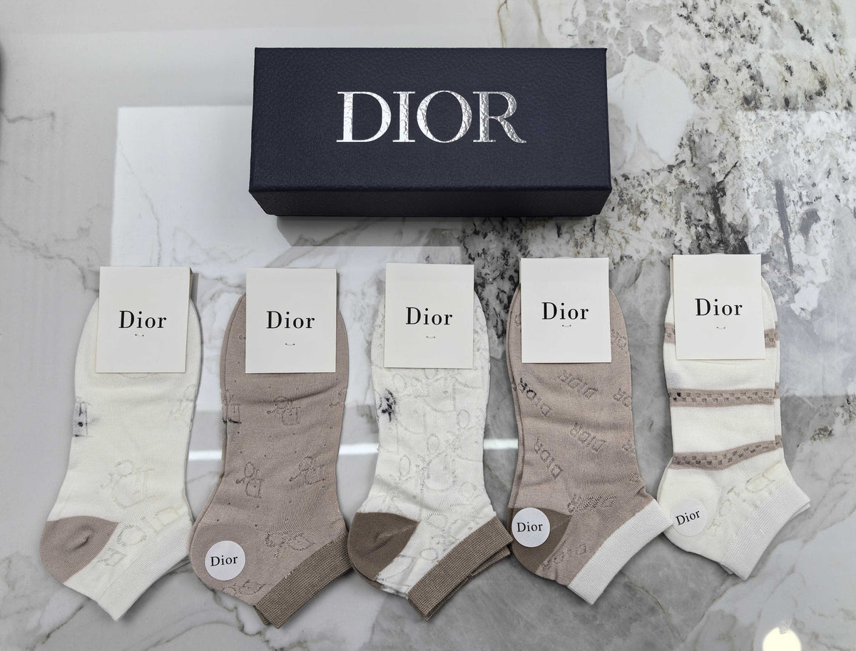 Dior neutral patchwork pattern ankle socks - view 1