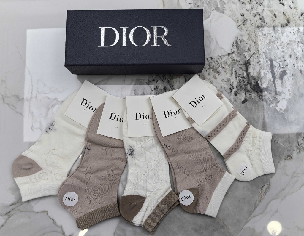 Dior neutral patchwork pattern ankle socks - view 2