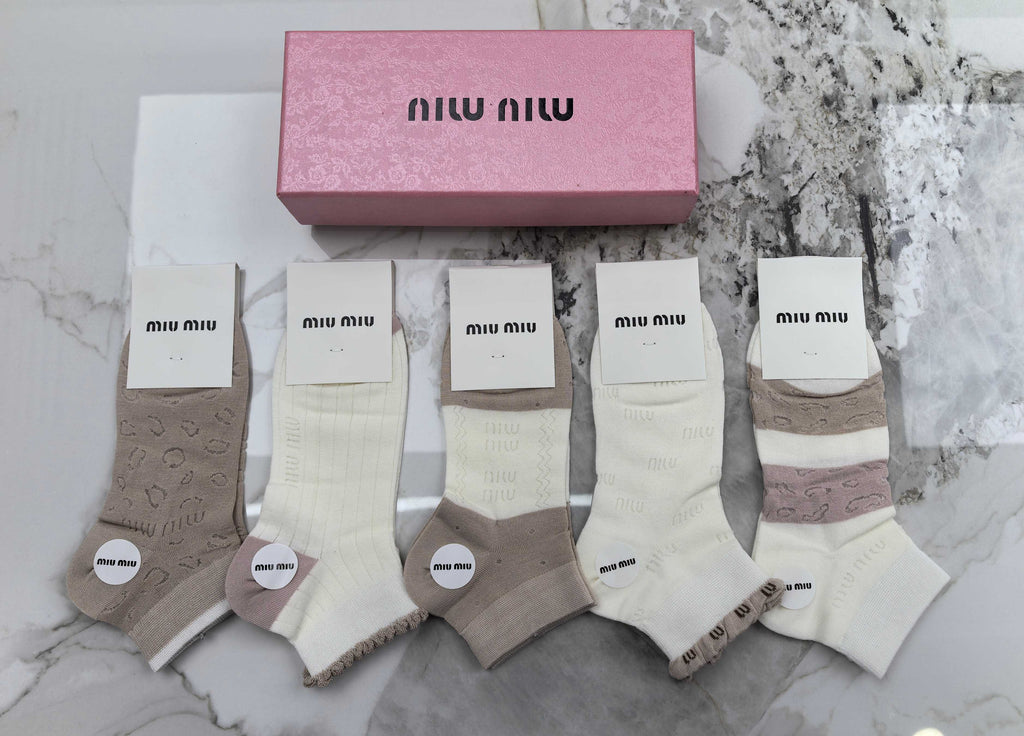 Miu Miu taupe color block ankle socks, image 1