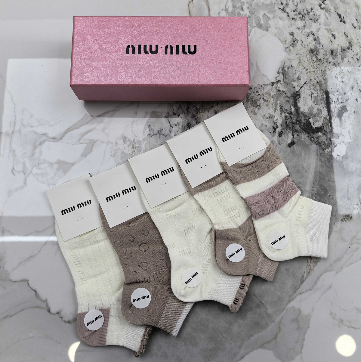 Miu Miu taupe color block ankle socks, image 5