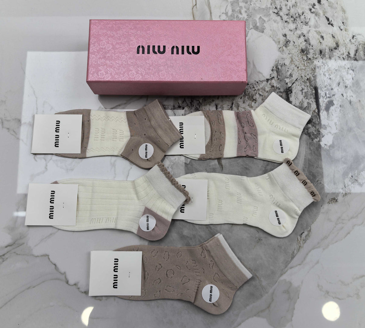 Miu Miu taupe color block ankle socks, image 4