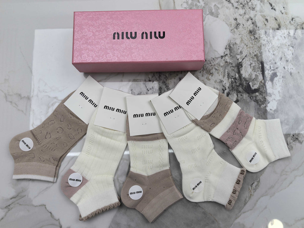 Miu Miu taupe color block ankle socks, image 2