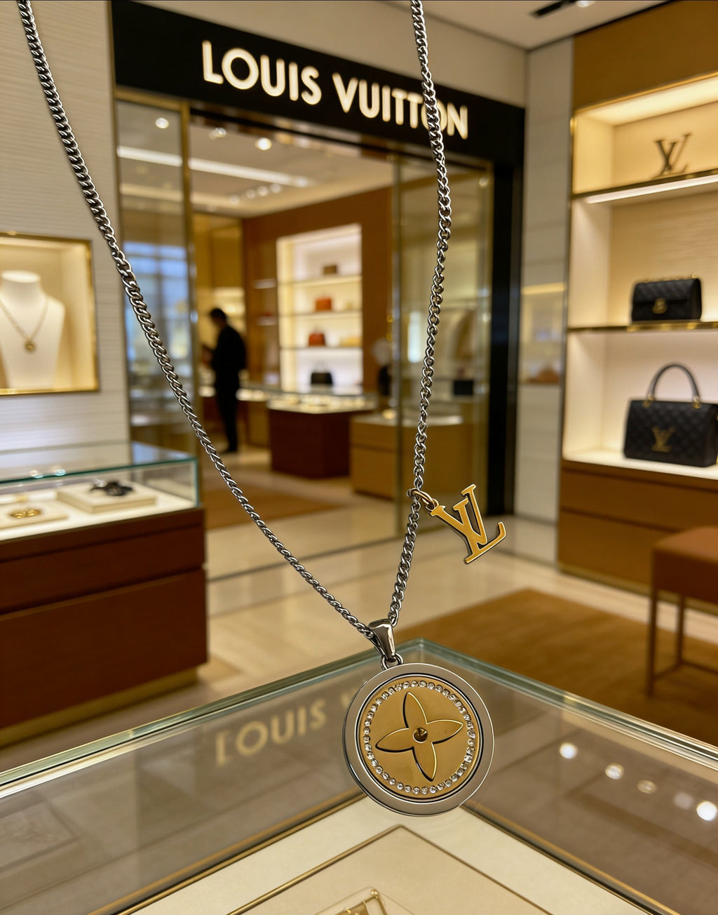 Chanel Medallion Flower Monogram Letter Circular Necklace - album image 2
