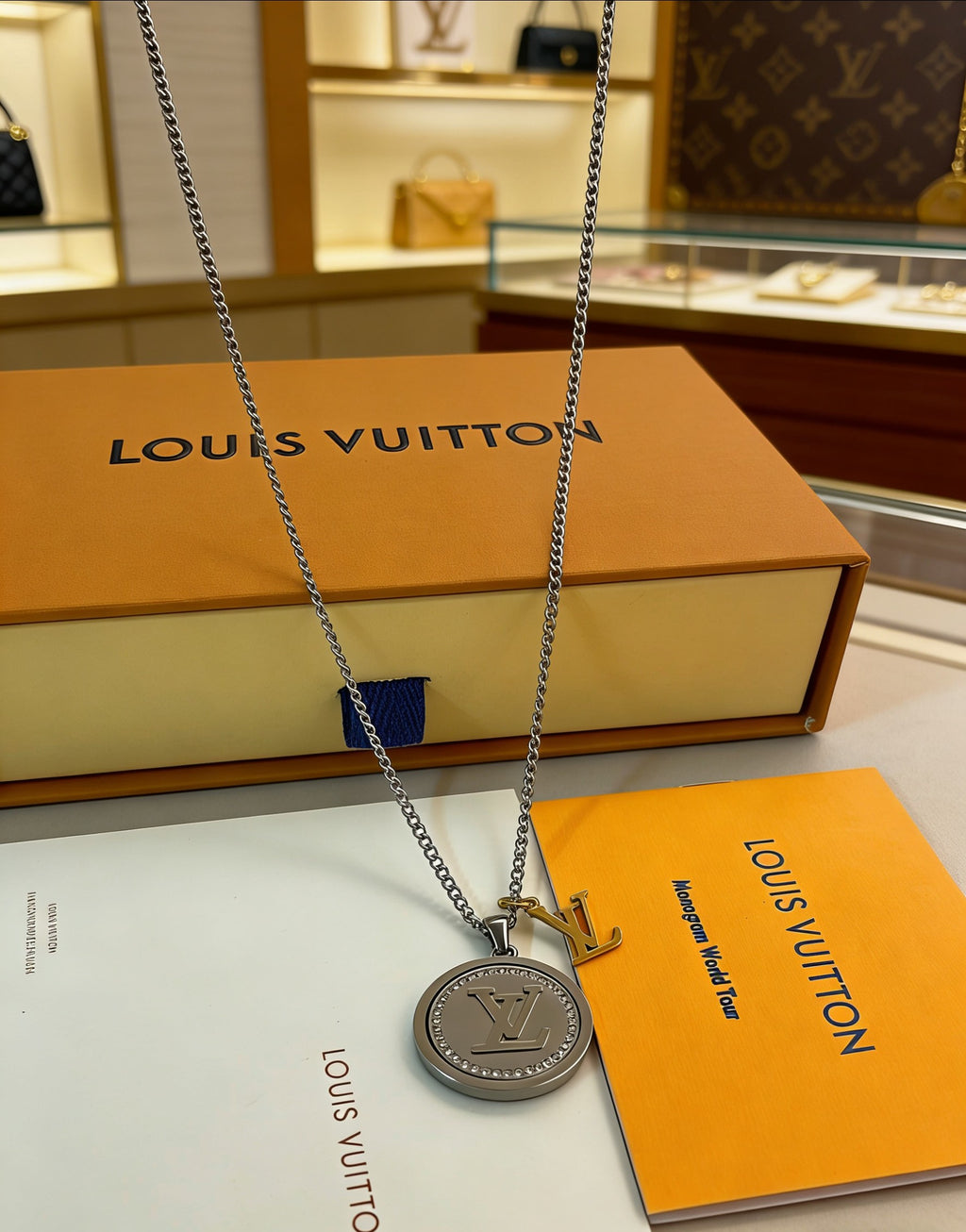 Chanel Medallion Flower Monogram Letter Circular Necklace - album image 3