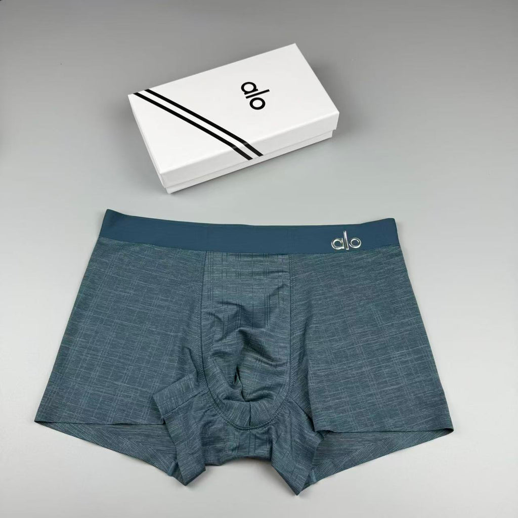 ALO Men's Heather Blue-Gray Logo Boxer Briefs - 3-Piece Box - image 2