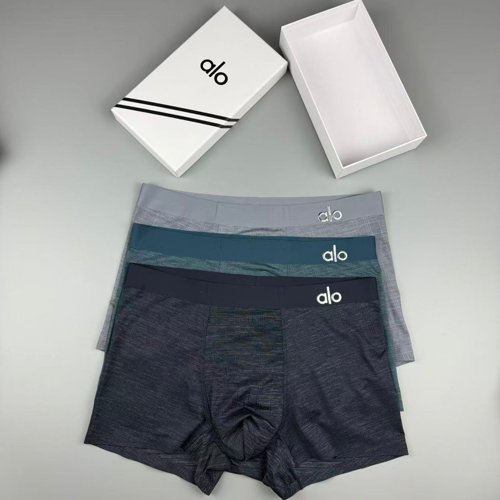ALO Men's Heather Blue-Gray Logo Boxer Briefs - 3-Piece Box - image 4