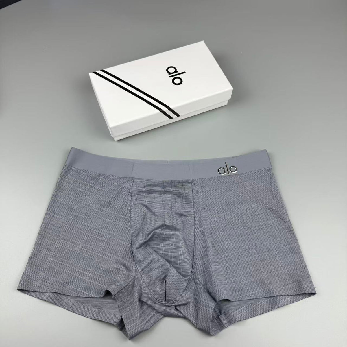 ALO Men's Heather Blue-Gray Logo Boxer Briefs - 3-Piece Box - image 3