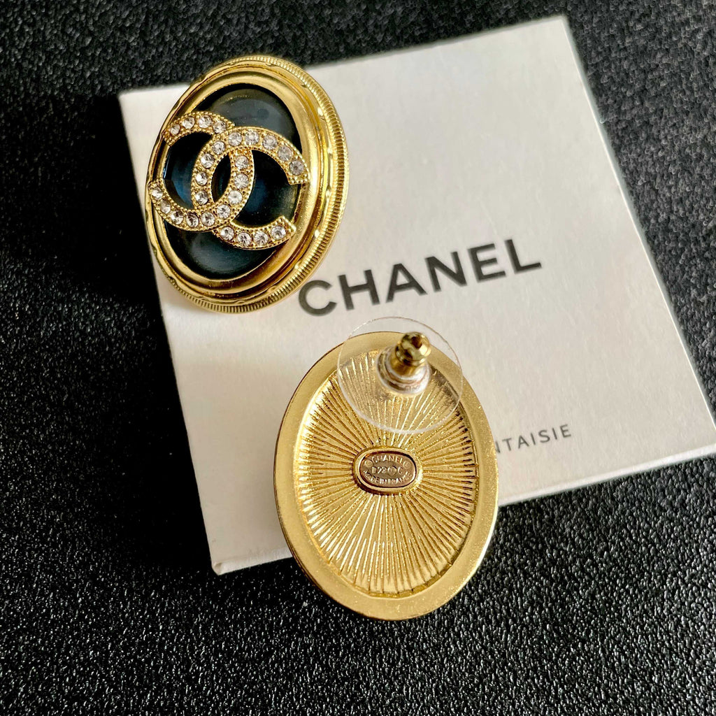 Chanel Interlocking C Crystal Accent Stud Earrings - album image 7