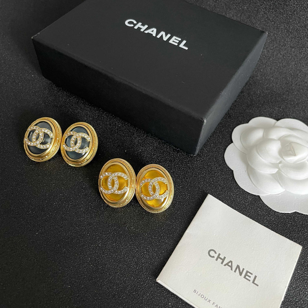 Chanel Interlocking C Crystal Accent Stud Earrings - album image 5