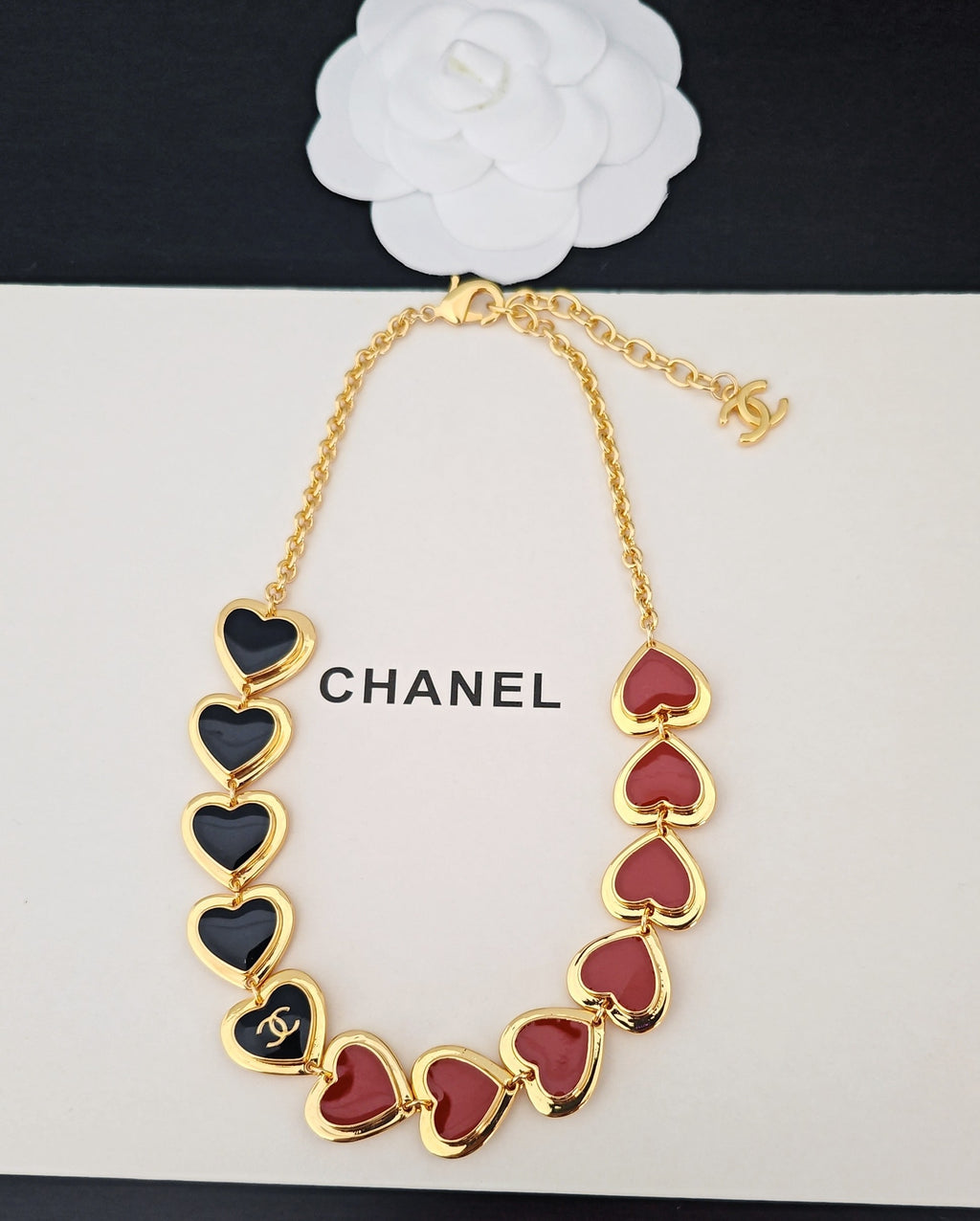 Chanel Red Black Heart Necklace - album image 3