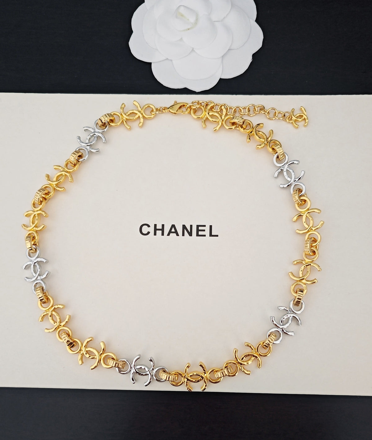 Chanel Gold-Tone Crystal Station Necklace - album image 4