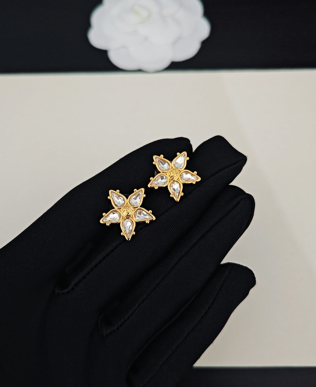 Chanel Star Crystal Accent Stud Earrings - album image 3