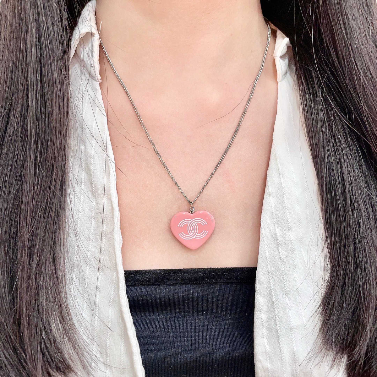 Chanel Interlocking C Heart Necklace - album image 3