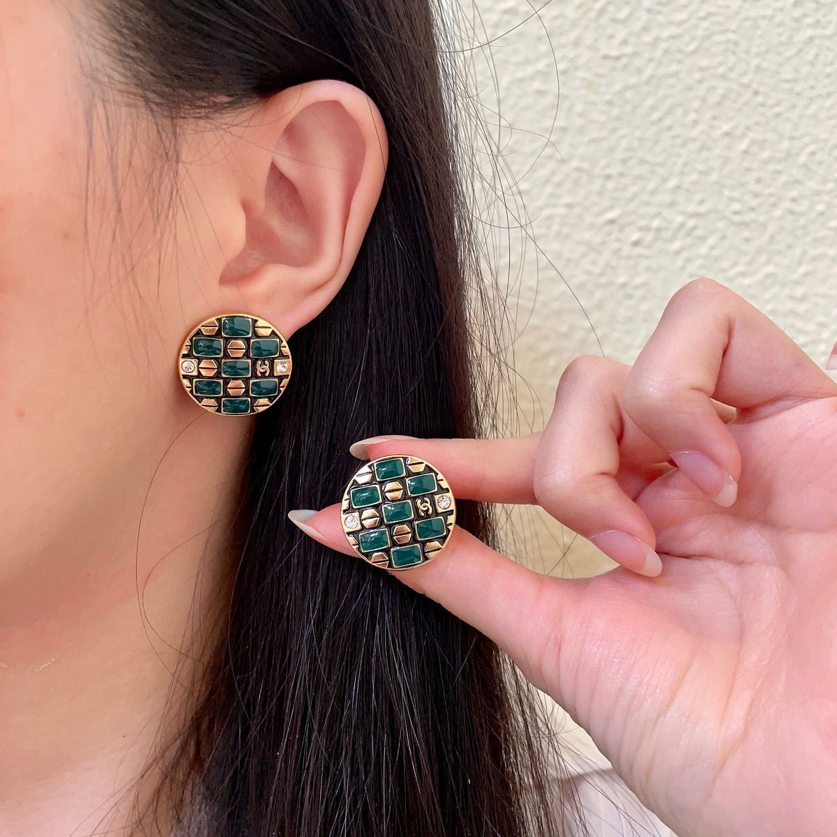 Chanel Interlocking C Stud Earrings - album image 1