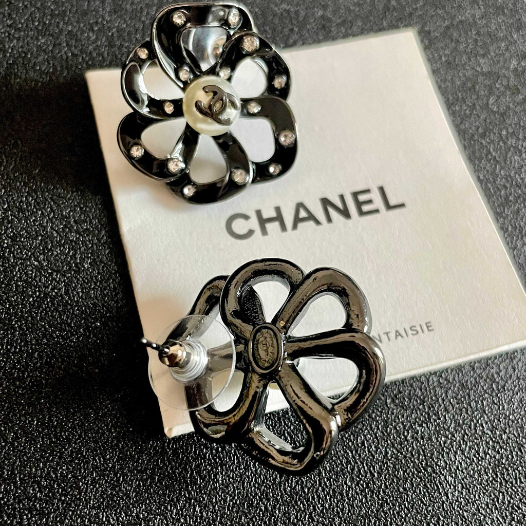 Chanel Interlocking C Camellia Openwork Stud Earrings - album image 7