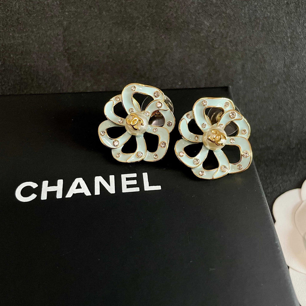Chanel Interlocking C Camellia Openwork Stud Earrings - album image 9