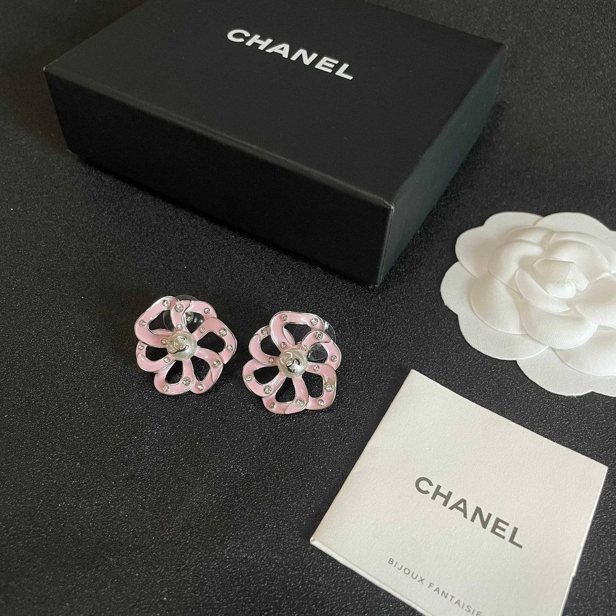 Chanel Interlocking C Camellia Openwork Stud Earrings - album image 5