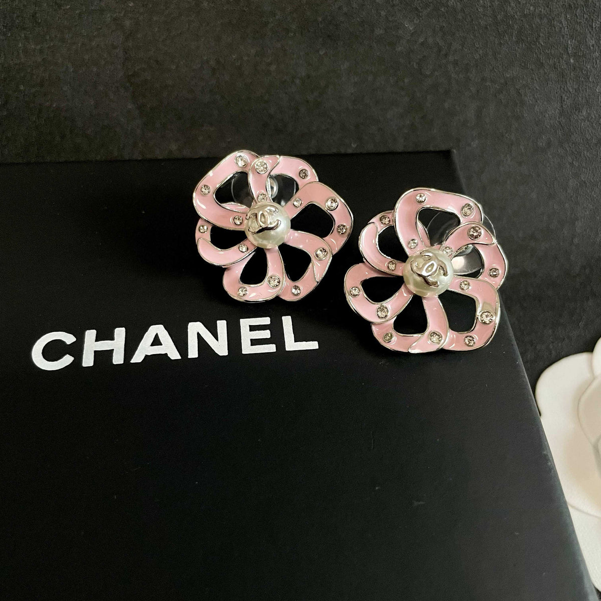 Chanel Interlocking C Camellia Openwork Stud Earrings - album image 9