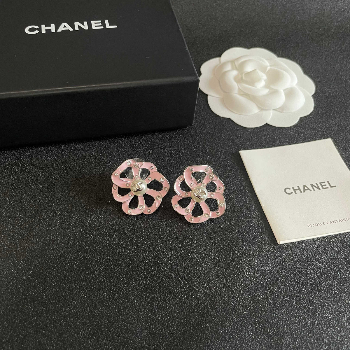 Chanel Interlocking C Camellia Openwork Stud Earrings - album image 6
