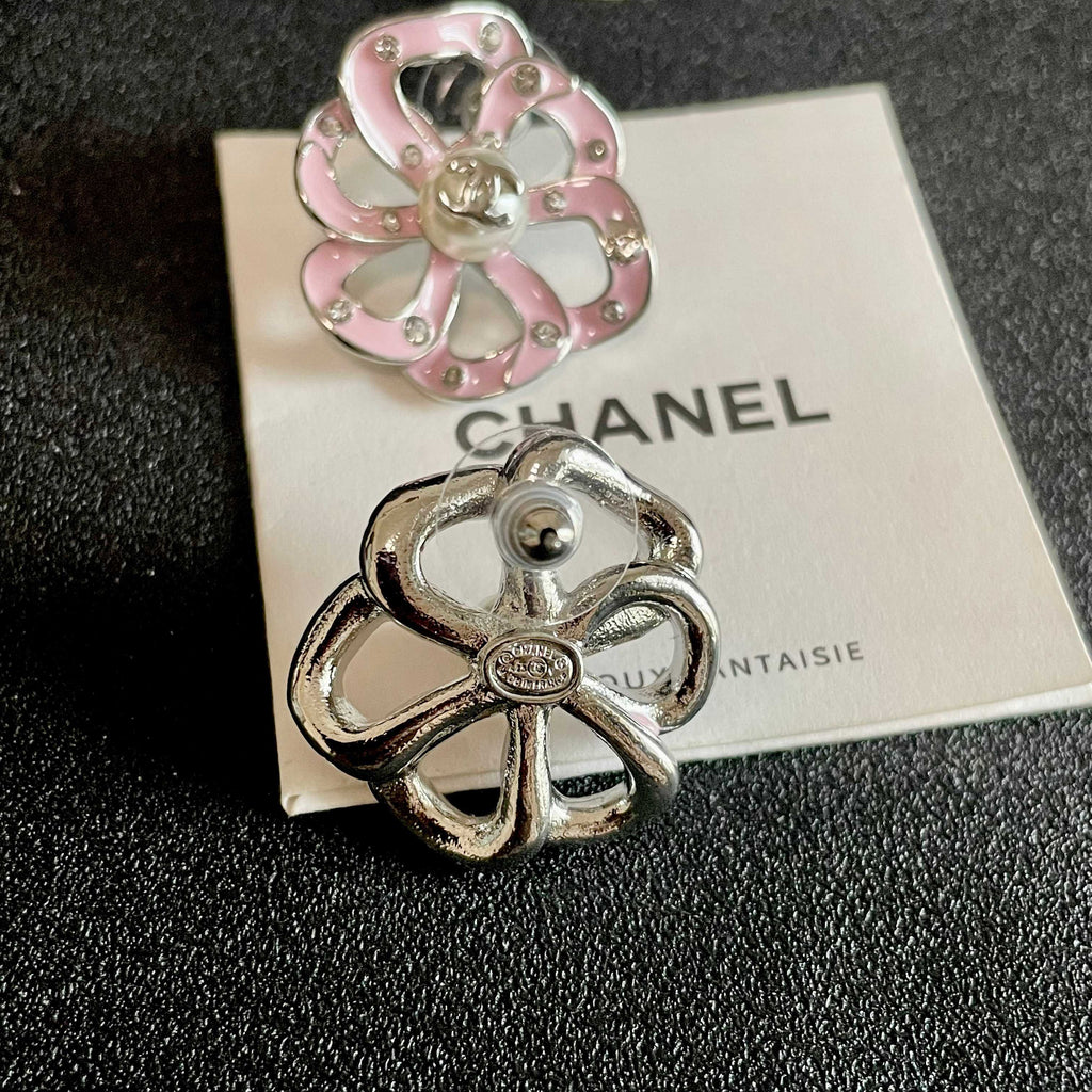 Chanel Interlocking C Camellia Openwork Stud Earrings - album image 7