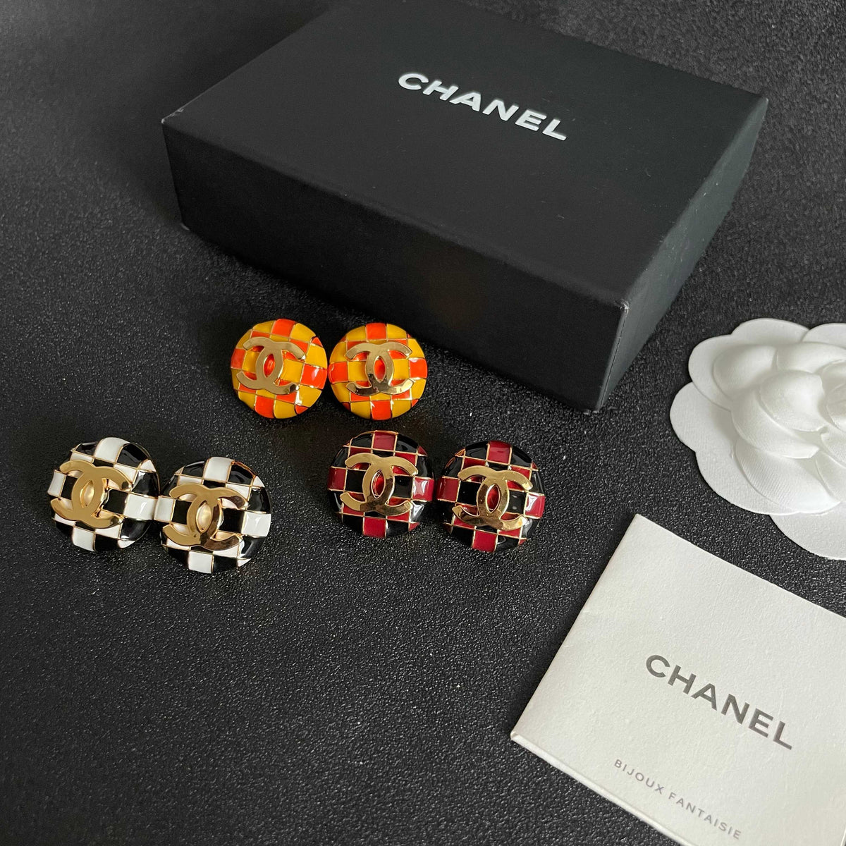 Chanel Interlocking C Checkered Stud Earrings - album image 10