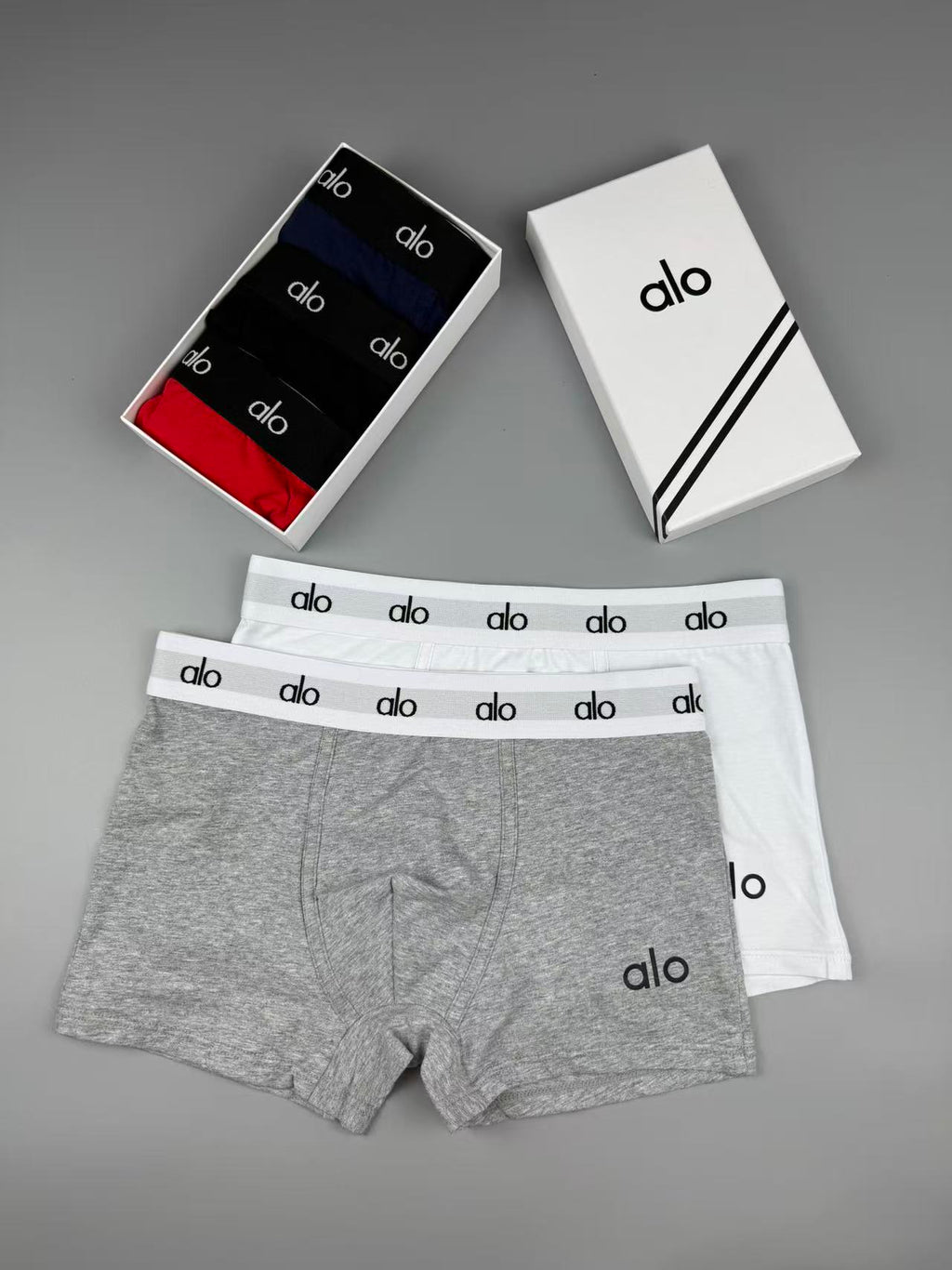 ALO Men's Heather Boxer Briefs with Logo Waistband - 3-Pack - image 6