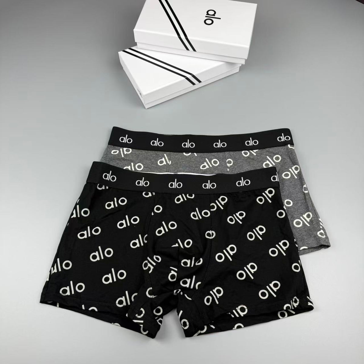 ALO Men's Allover Logo Boxer Briefs with Short Legs - 3-Pack - image 1