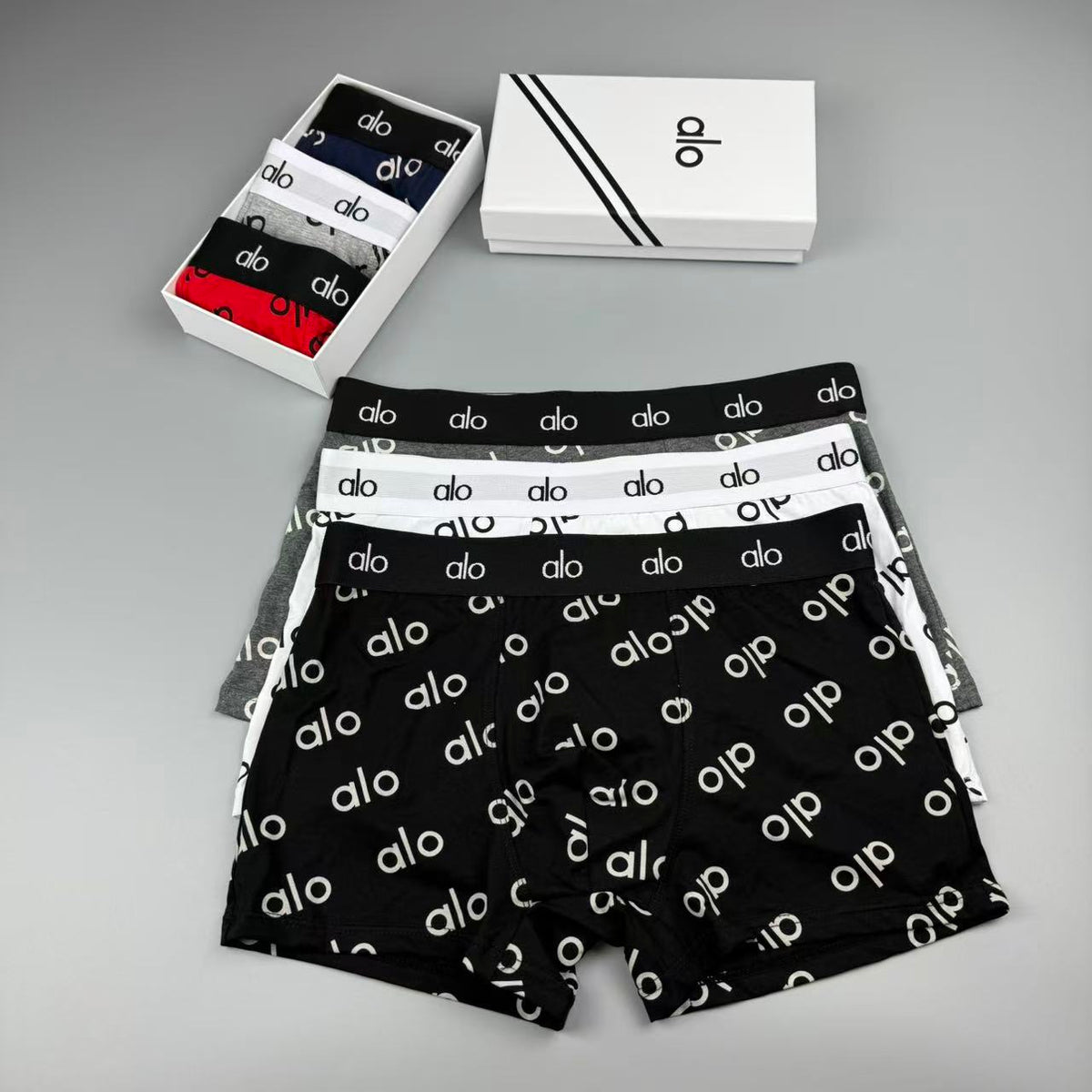 ALO Men's Allover Logo Boxer Briefs with Short Legs - 3-Pack - image 5