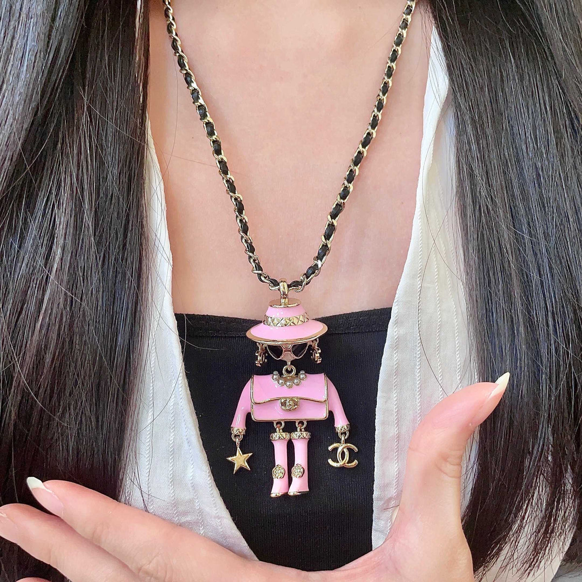 Chanel Pink Doll Pendant Necklace - album image 2