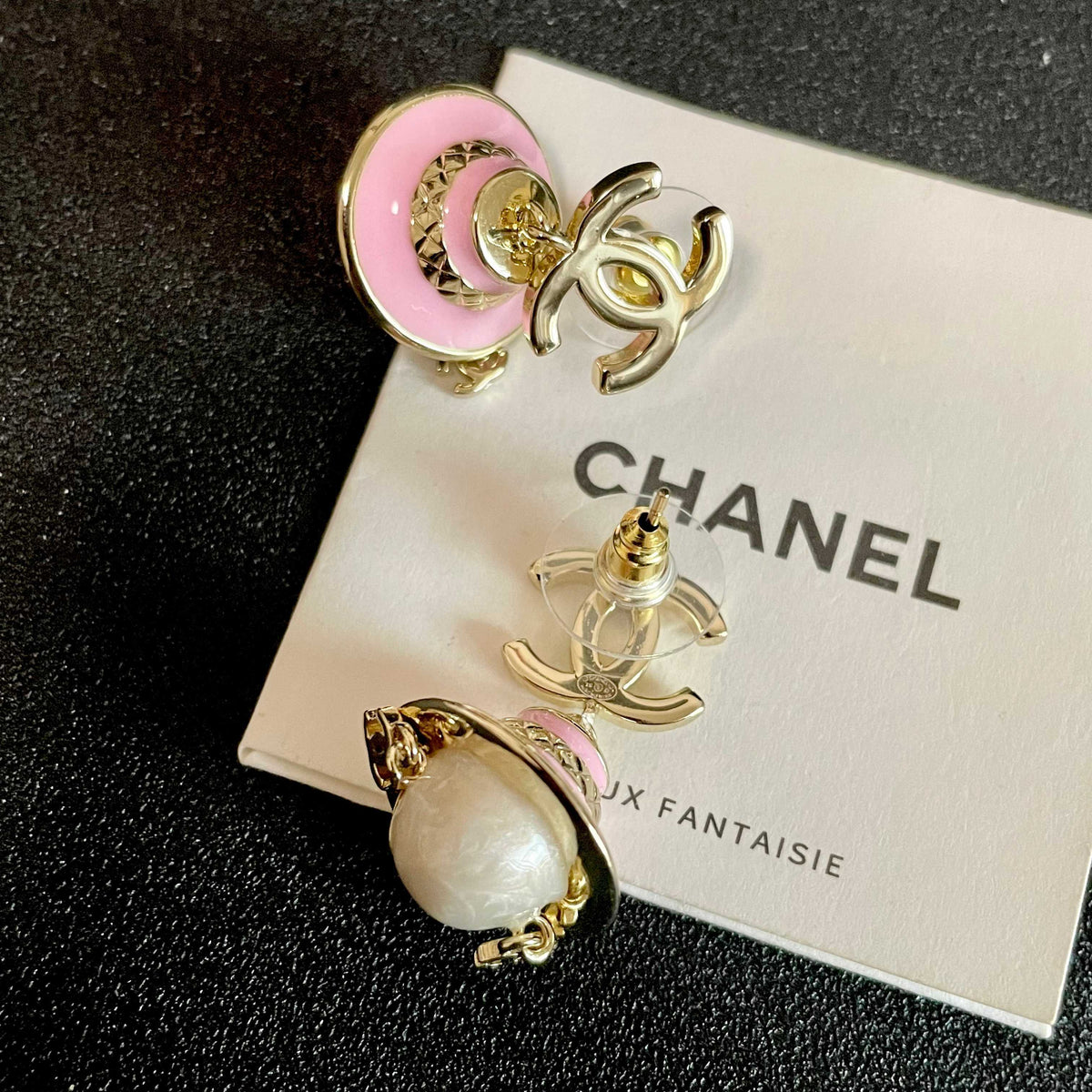 Chanel Pink Doll and CC Drop Earrings - album image 7