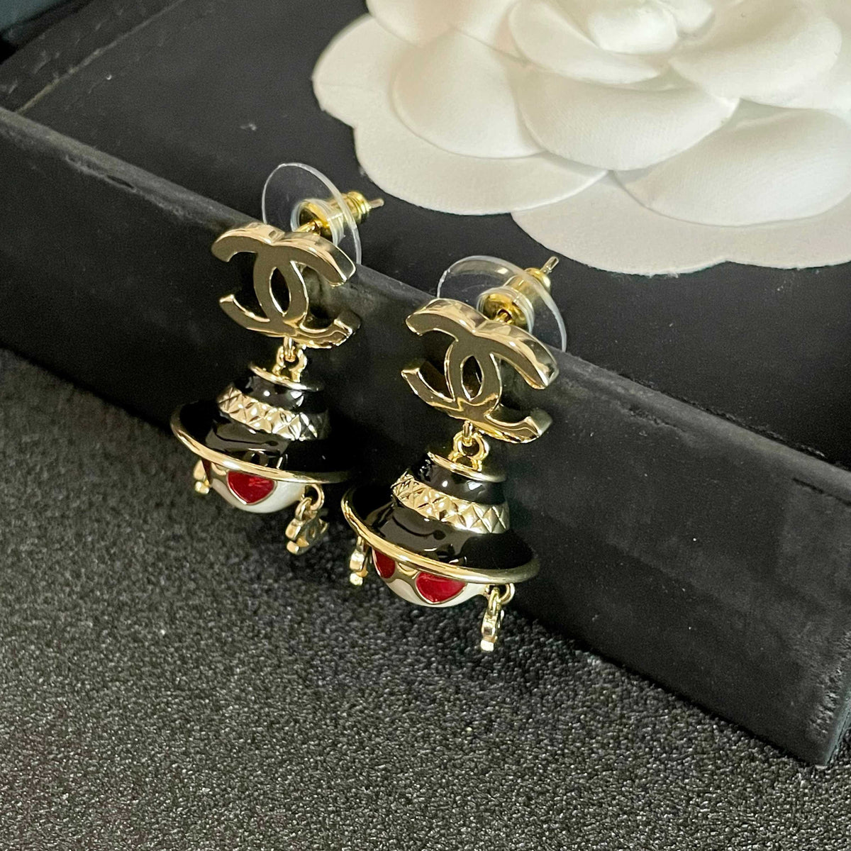 Chanel Pink Doll and CC Drop Earrings - album image 9