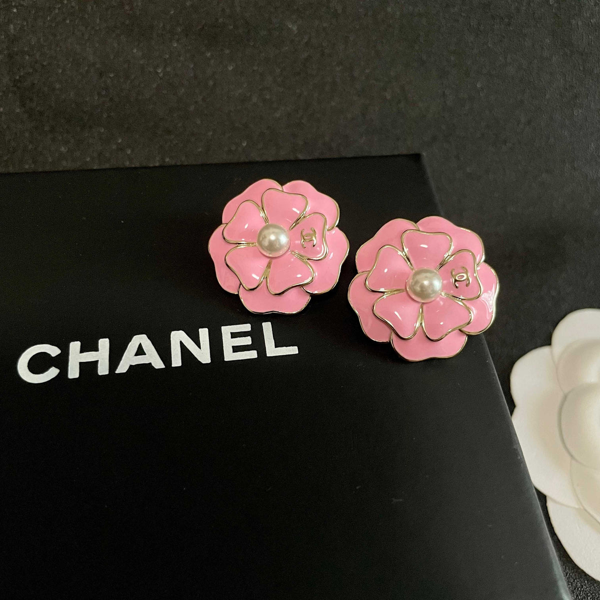 Chanel Interlocking C Camellia Stud Earrings - album image 9