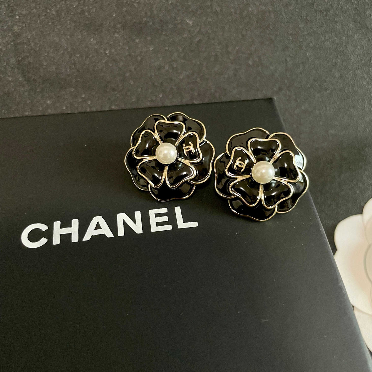 Chanel Interlocking C Camellia Stud Earrings - album image 9