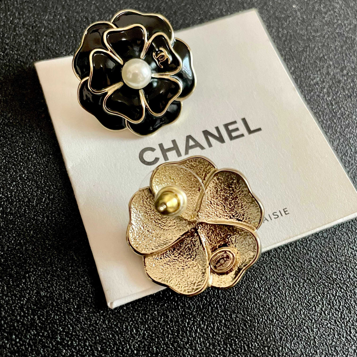 Chanel Interlocking C Camellia Stud Earrings - album image 7