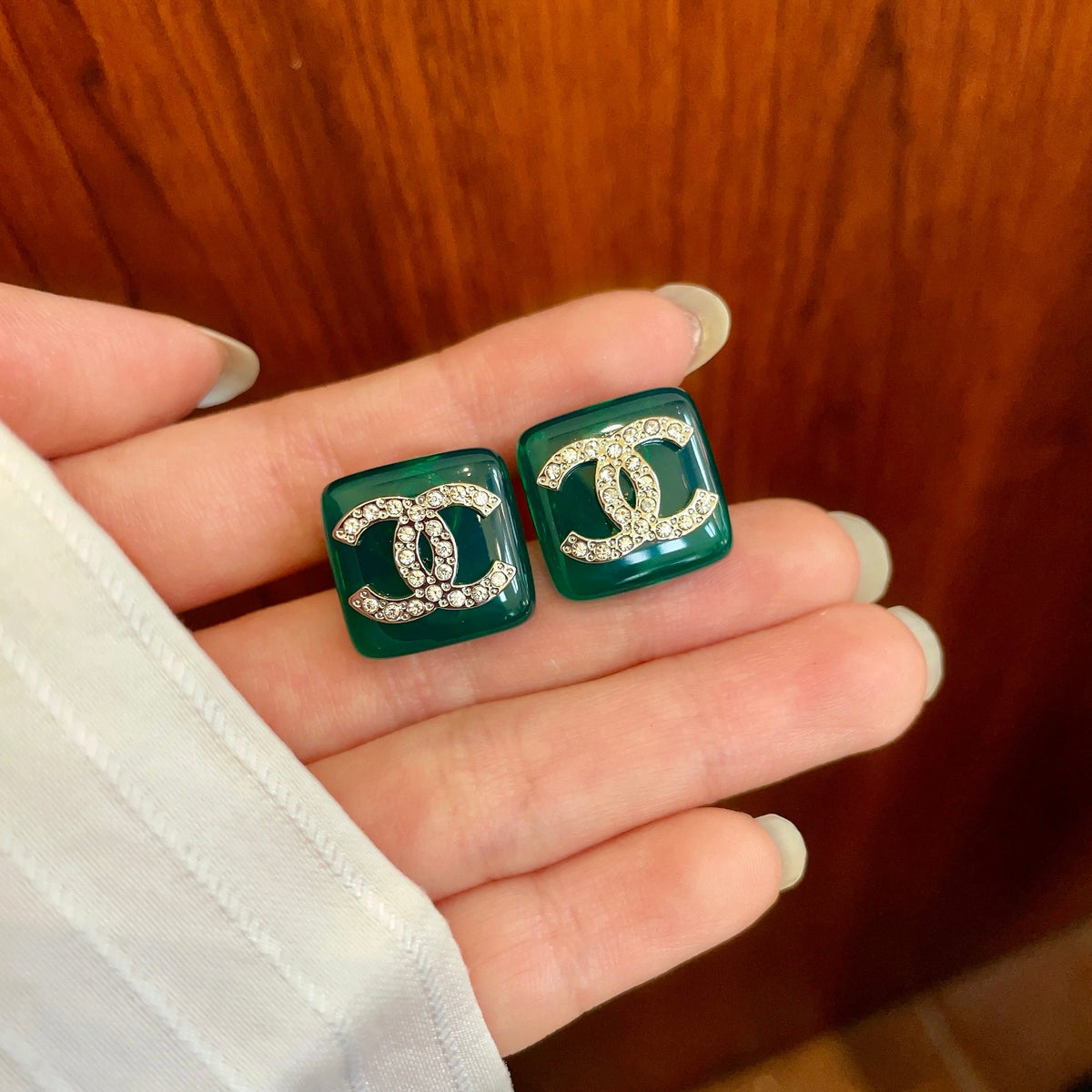 Chanel Interlocking C Crystal Accent Stud Earrings - album image 4