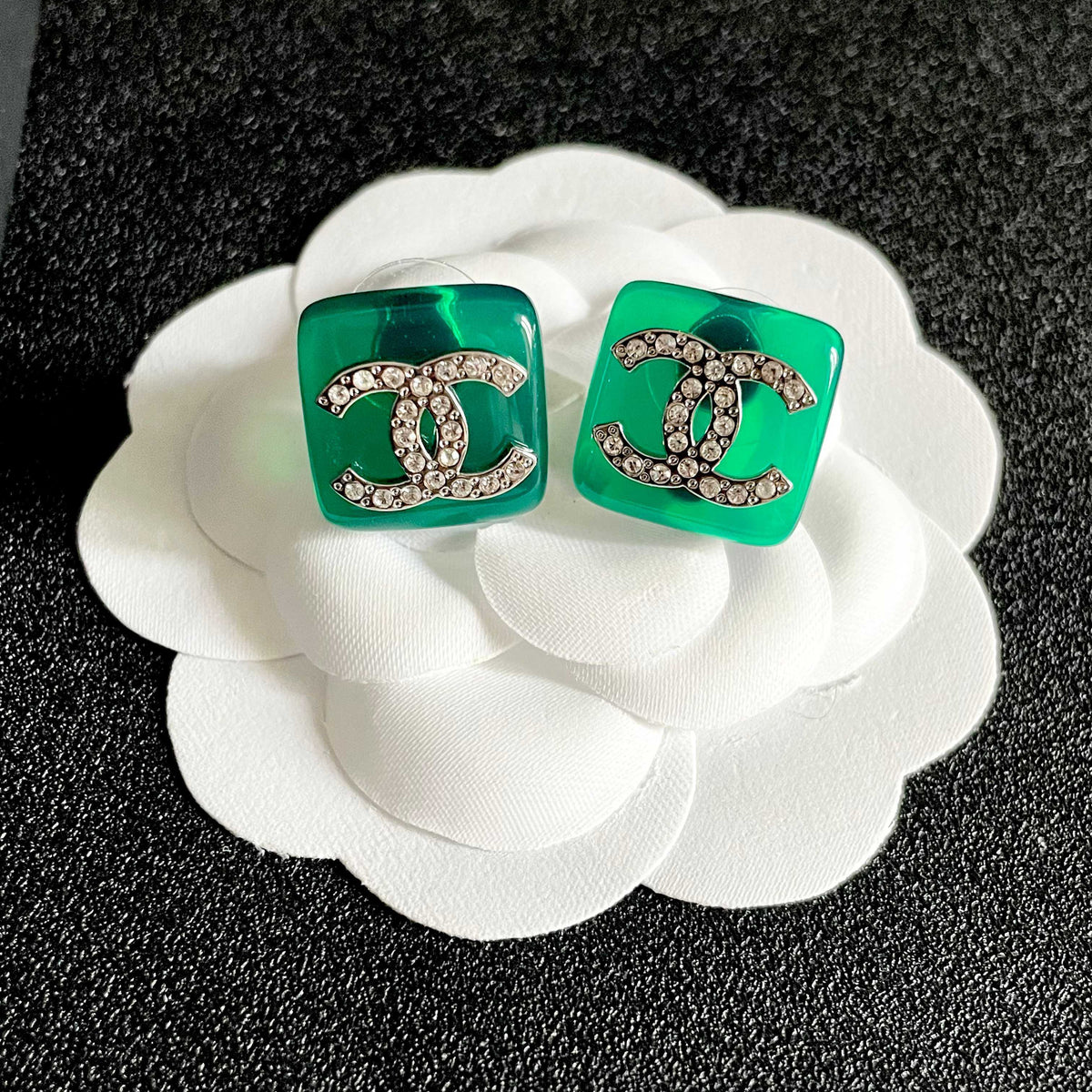Chanel Interlocking C Crystal Accent Stud Earrings - album image 8