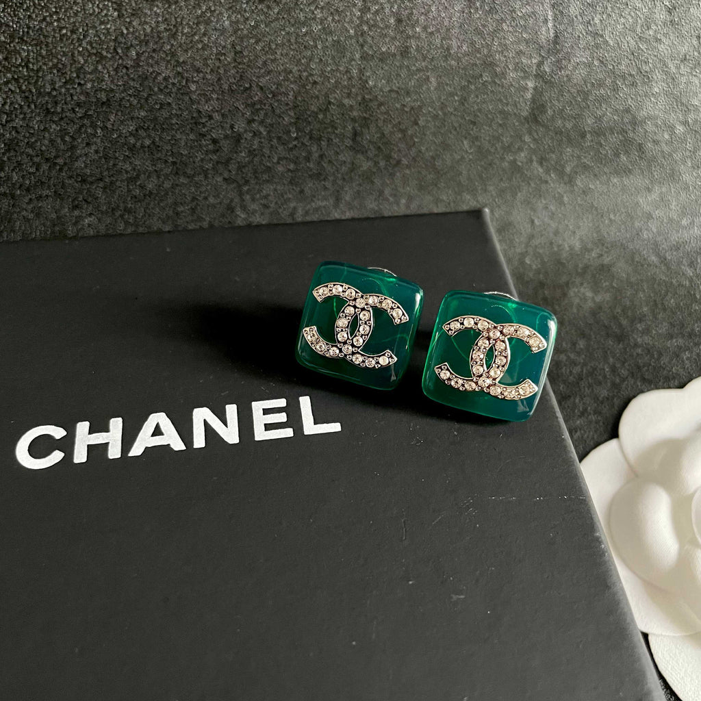 Chanel Interlocking C Crystal Accent Stud Earrings - album image 9