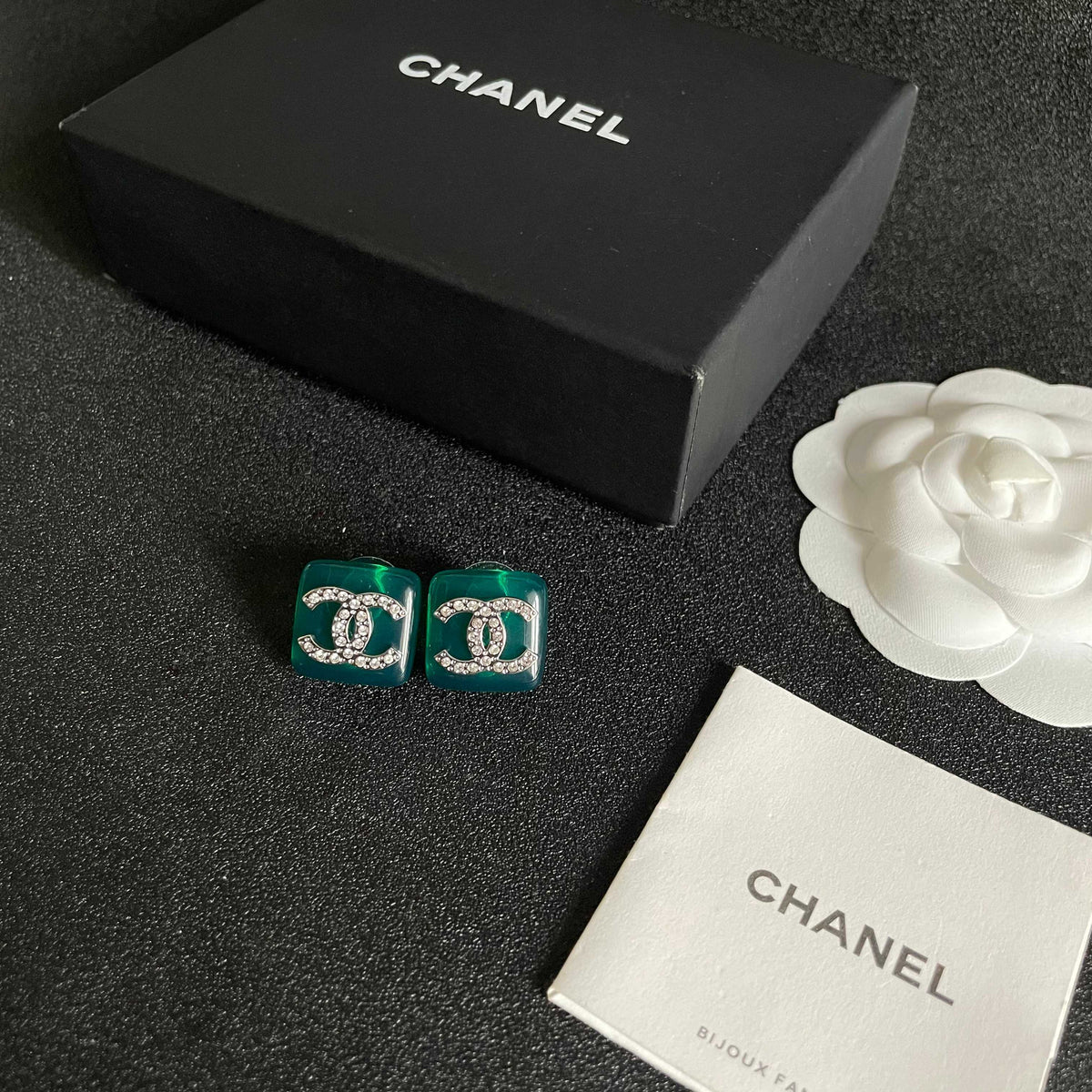 Chanel Interlocking C Crystal Accent Stud Earrings - album image 5