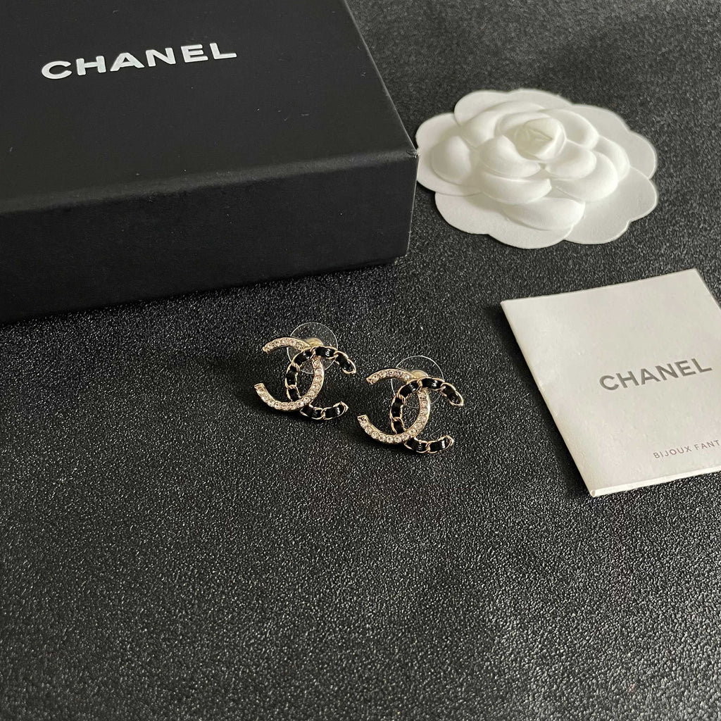 Chanel Interlocking C Crystal Accent Stud Earrings - album image 6