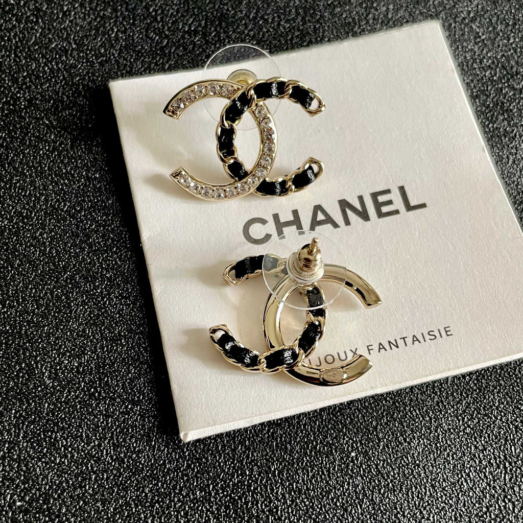Chanel Interlocking C Crystal Accent Stud Earrings - album image 7