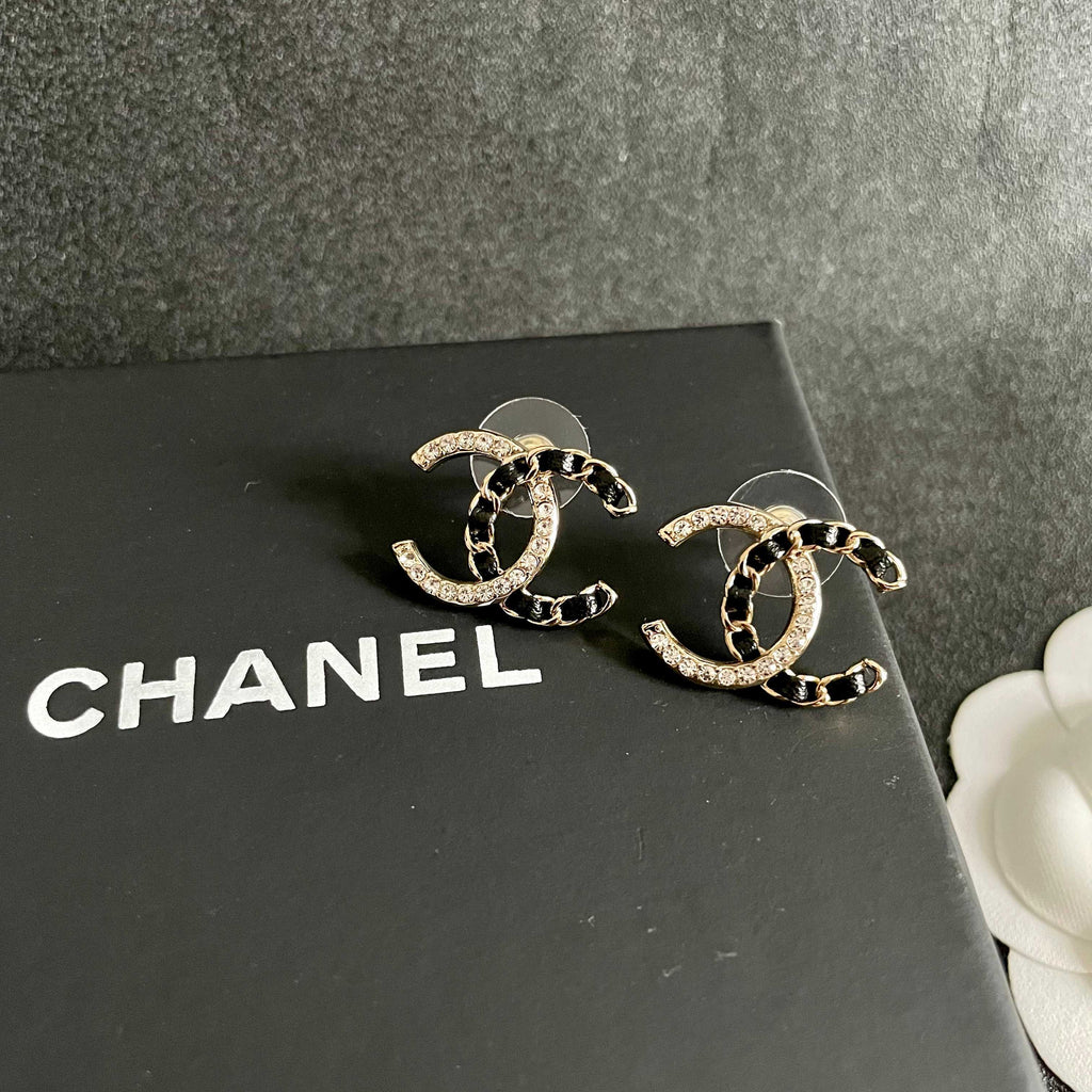 Chanel Interlocking C Crystal Accent Stud Earrings - album image 9