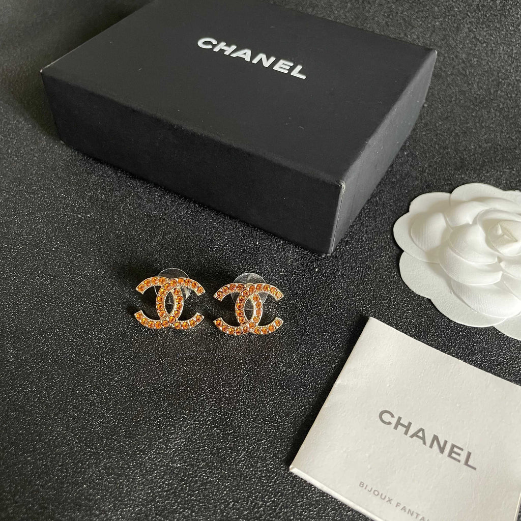 Chanel Interlocking C Crystal Accent Stud Earrings - album image 5
